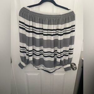 Express Black & White Off the Shoulder Top
